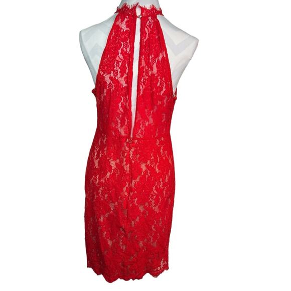 Sans Souci Red Lace Halter Sleeveless bodycon Dress Size XL - Picture 2 of 13